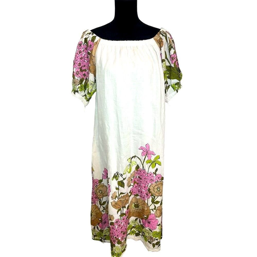 NWT RARE Vineyard‎ Vines Women's White Off Shoulder Botanical Linen Maxi Dress